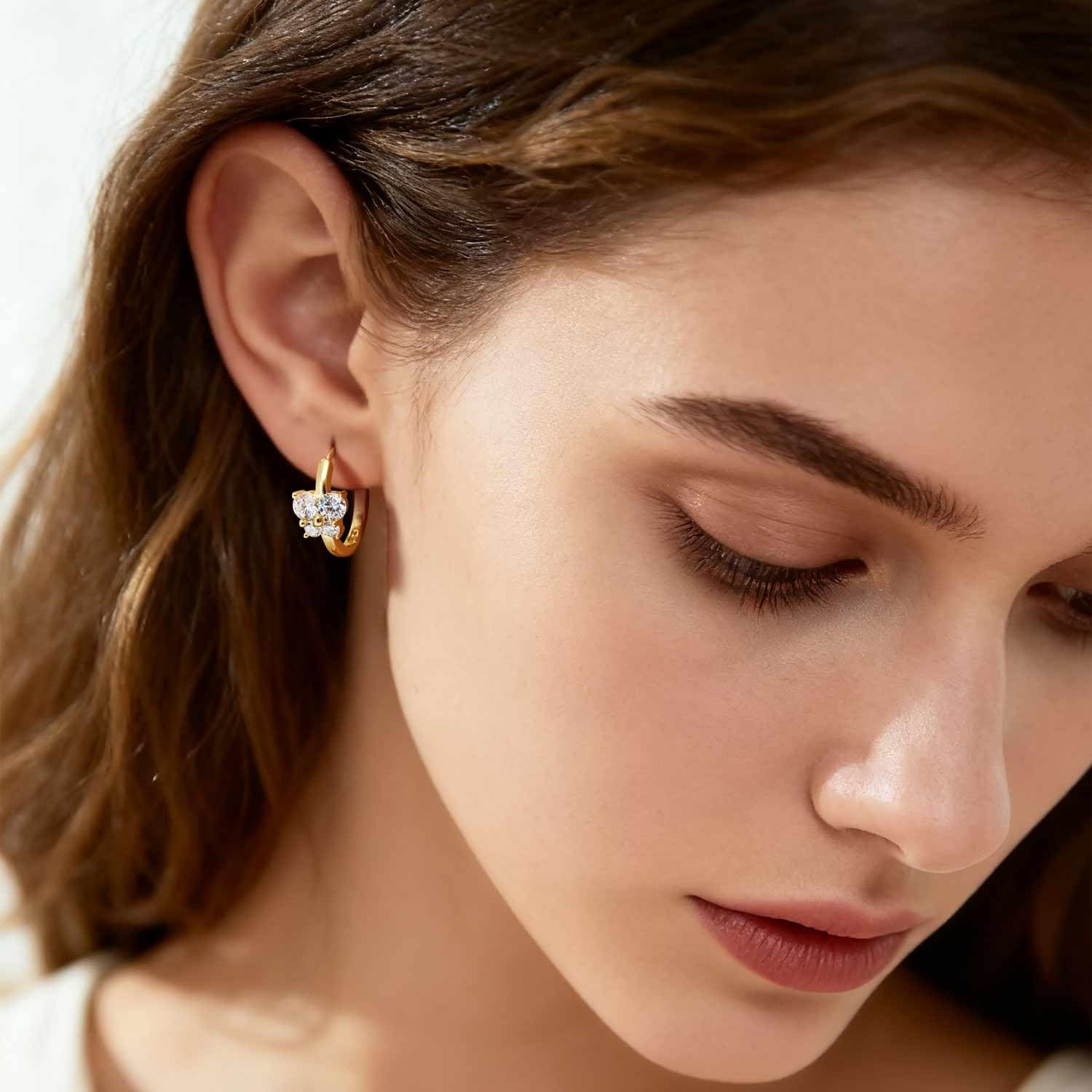 14K Gold Earrings for Women Hoop Earrings for Women Dainty with Cubic Zirconia Delicate Butterfly-Design Womens Butterfly Hoop Earring 20mm - Image 8