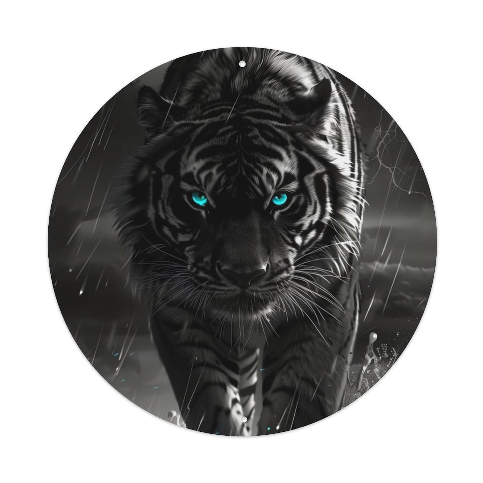 Animal Artwork Tiger in The Rain Metal Tin Sign