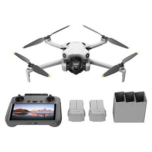 DJI Mini 4 Pro Fly More Combo mit DJI RC 2 Fernsteuerung (Bildschirmfernsteuerung), faltbare Mini-Drohne mit 4K-Kamera, unter 249g, 34 Minuten Flugzeit, 2 zusätzliche Akkus, Klasse-C0 - DJI Mini 4 Pro Fly More Combo RC2 - Standard