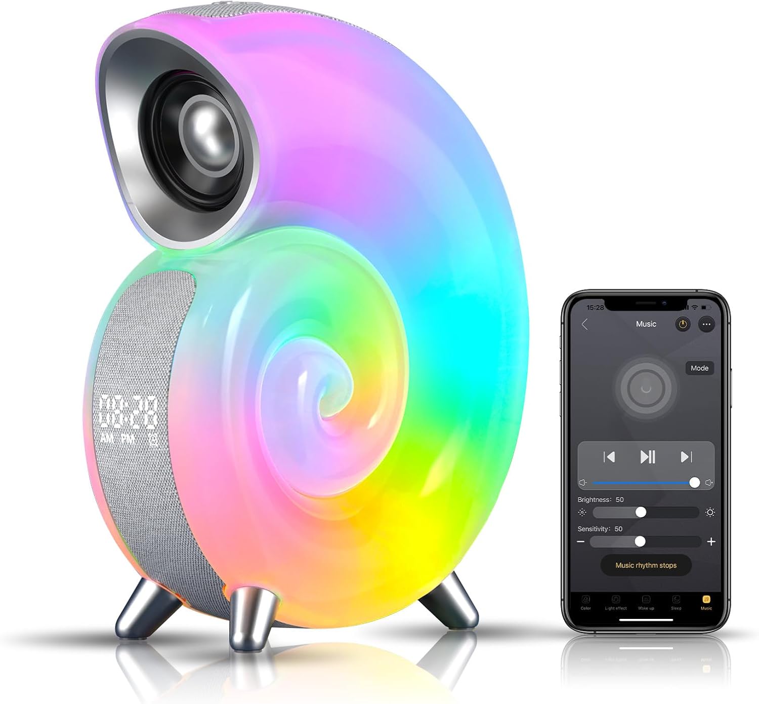 Night Light Baby Sleep White Noise Machine Soothing Sound Baby Sleep Trainers Personal Sleep Program Music Light APP Supports 8 Kinds of HD White Noise 4 kindsof Music Alarms 16 Million Colors