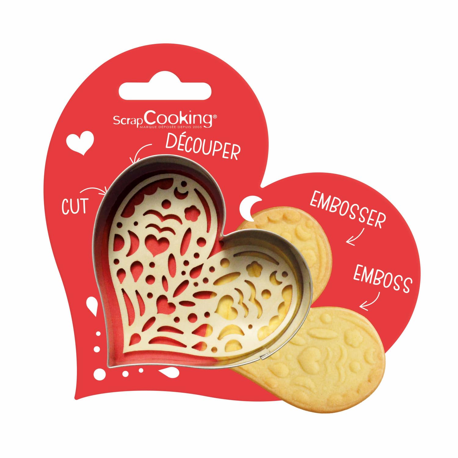 Kit ScrapCooking 2092 Tagliapasta E Goffratore A Forma Di Abete, Stampo In Acciaio Inox E Legno Per Biscotti In Rilievo, Fai Da Te Dolci