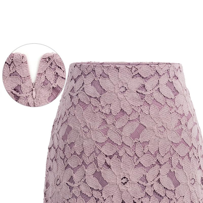 Lace Midi Skirts for Women, High Waist A-Line Skirts with Lined Floral Overlay - Perfect for Party, Date & Bridal2