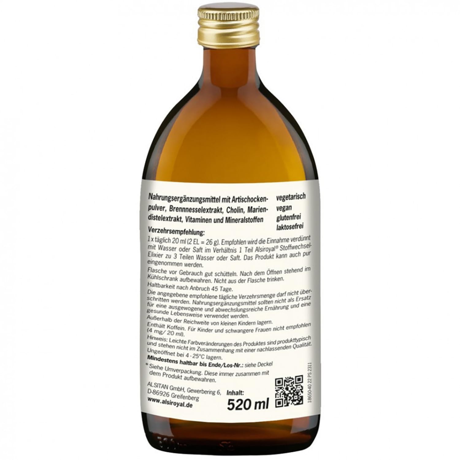 Alsiroyal Stoffwechsel Elixier - 520 ml - flüssiges Nahrungsergänzungsmittel mit Vitaminen Mineralstoffen und Pflanzenextrakten - fruchtiger Geschmack