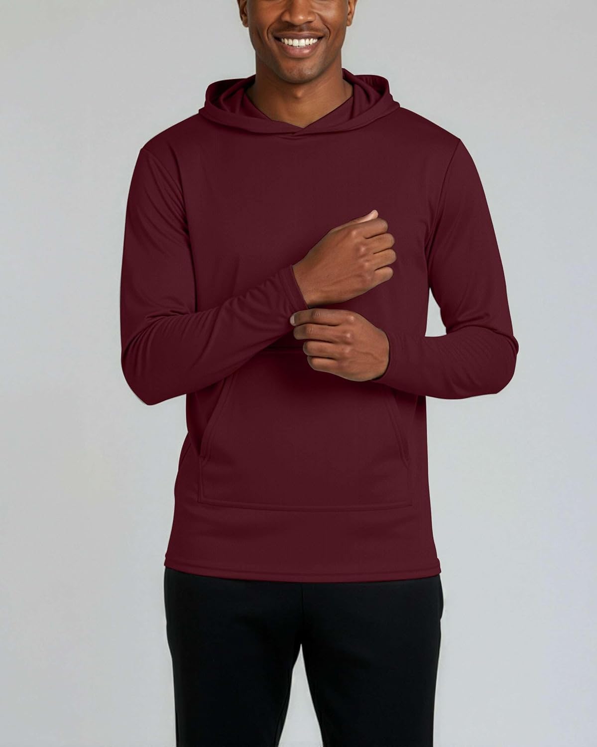 Real Essentials 3 Pack: Men's Mesh Long Sleeve Athletic Pullover Hoodie Sweatshirt Pockets UPF 50+ (Available in Big & Tall) - Image 2