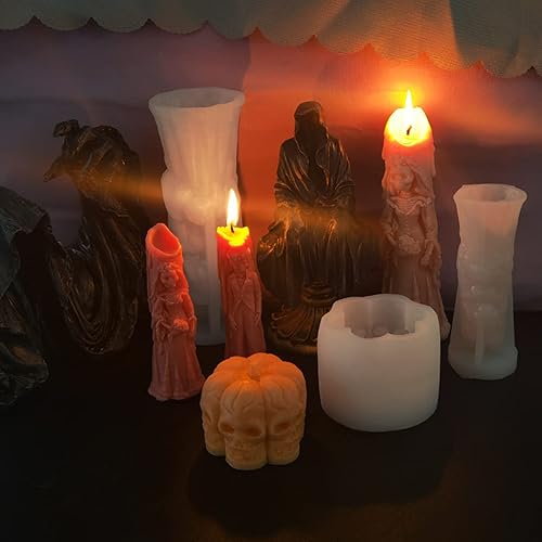 Miniatura 9 de Moldes de vela 3D para hacer velas molde de silicona perfumado de fantasma molde de vela de calavera de terror molde de fundición de resina de