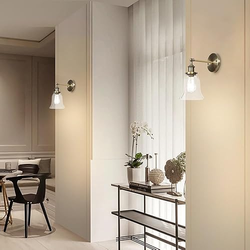 Miniatura 3 de Retro Glass Wall Light Industrial Wall Sconce Farmhouse Wall Lamp, Vintage Wall Mount Lighting Fixture Hardwired Sconces for Living Room Loft