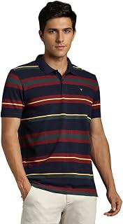Men's Slim Fit Striper Design Aesthetic Solid Pique Half Sleeve Polo Tshirt with Stretch