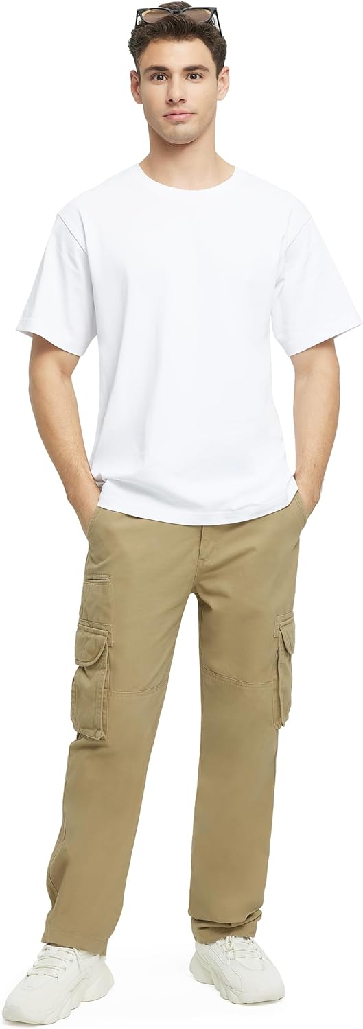 Cargo Pants for Men Multi Pockets Mens Pants Classic Cotton Casual Work Hiking Relaxed Fit Chino Pants - Image 5