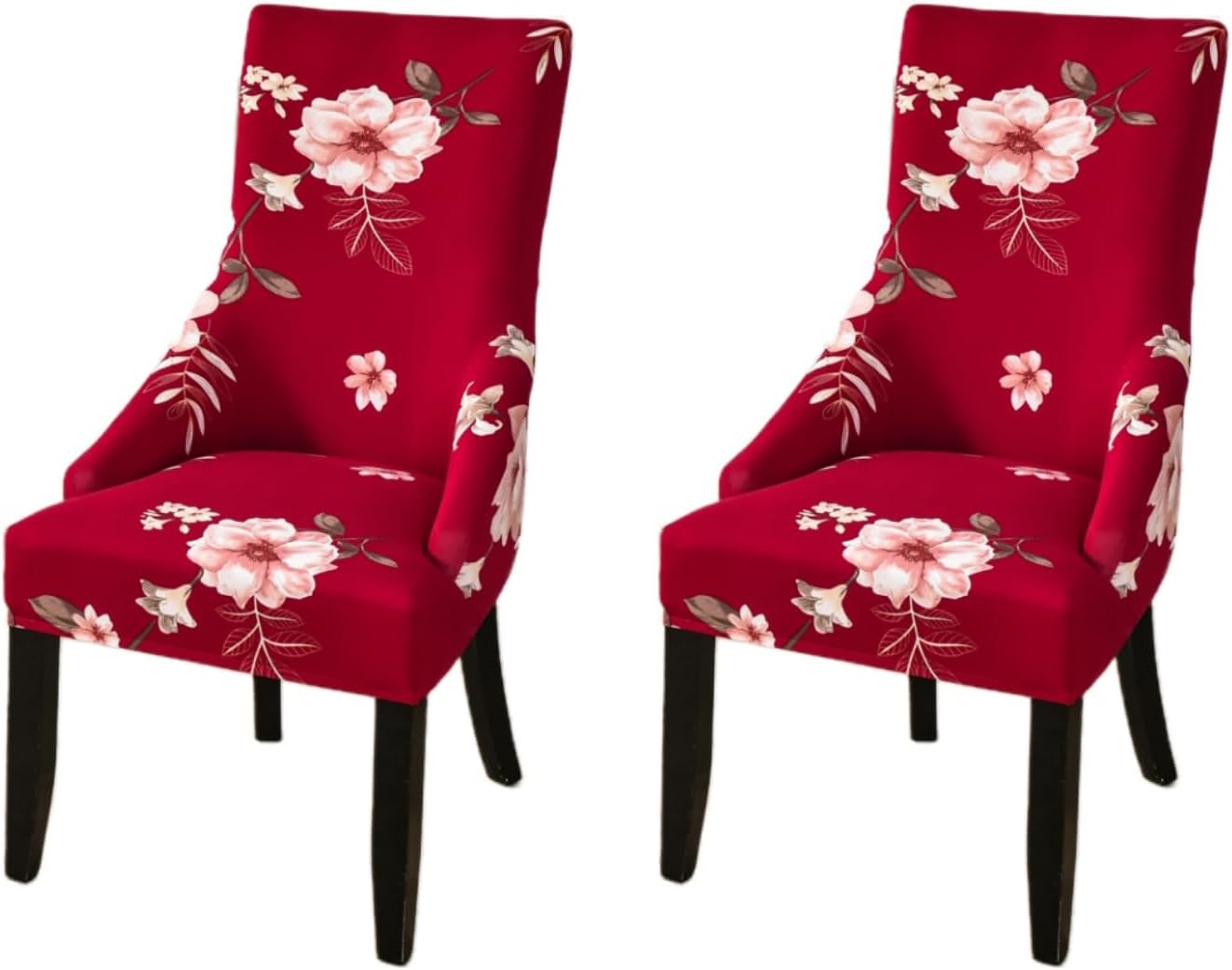 2PCS Printed Sloping Armchair Cover Washable Upholstered Arm Dining Chair Covers Stretch Wingback Chair Cover Sloping Side Chairs Slipcovers for Dining Room Banquet Home Decor,01