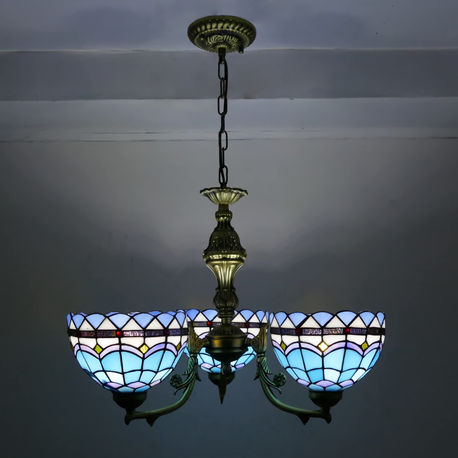 Luminaire suspendu en vitrail Tiffany de haute qualité hauteur réglable
