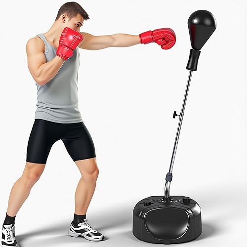 Saco de boxeo con soporte, bolsa de boxeo para adolescentes y adultos, mejora la velocidad, reflejos y resistencia, altura ajustable para