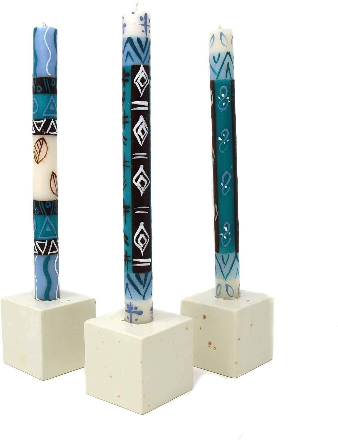 Set of Three Boxed Tall Hand-Painted Candles - Maji Design - Nobunto Candles