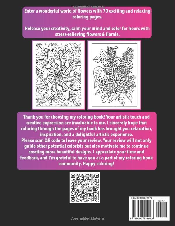 Miniatura 2 de Amazing Flowers Coloring Book 70 Relaxing Flowers to Color For Relaxation