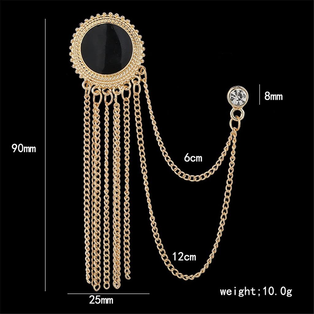 RWRAPS Metall-Strass-Kristall-Brosche für Herren, Anzug, Hemdkragen, Anstecknadel, Schwarze Quaste, Corsage, Broschen, Zubehör (Farbe: B) (BB)
