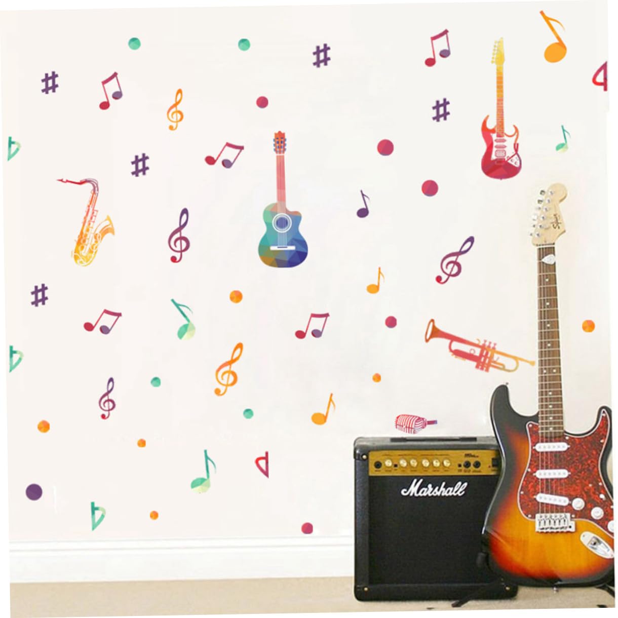 ARTIBETTER 8pièces Autocollants Muraux Musique Stickers Notes Musicales Autocollants Décoratifs Pour Salle De Musique Faciles à Appliquer Et Retirer Décoration Créative De Chambre