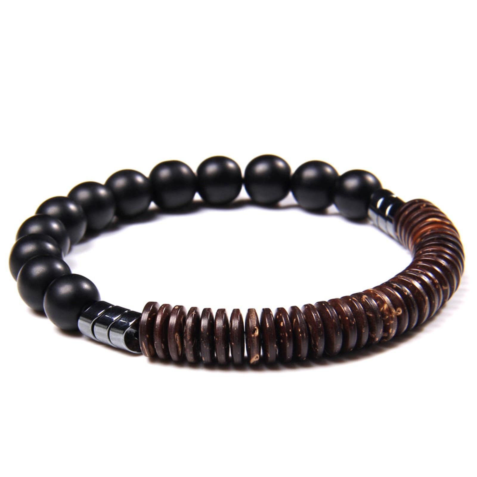 1 Stück klassisches geometrisches Hämatit-Perlen-Armband, Naturstein-Armband, Holzstreifen-Armbänder, Charm, handgefertigter Schmuck, neue Polar-Jade, 23 cm
