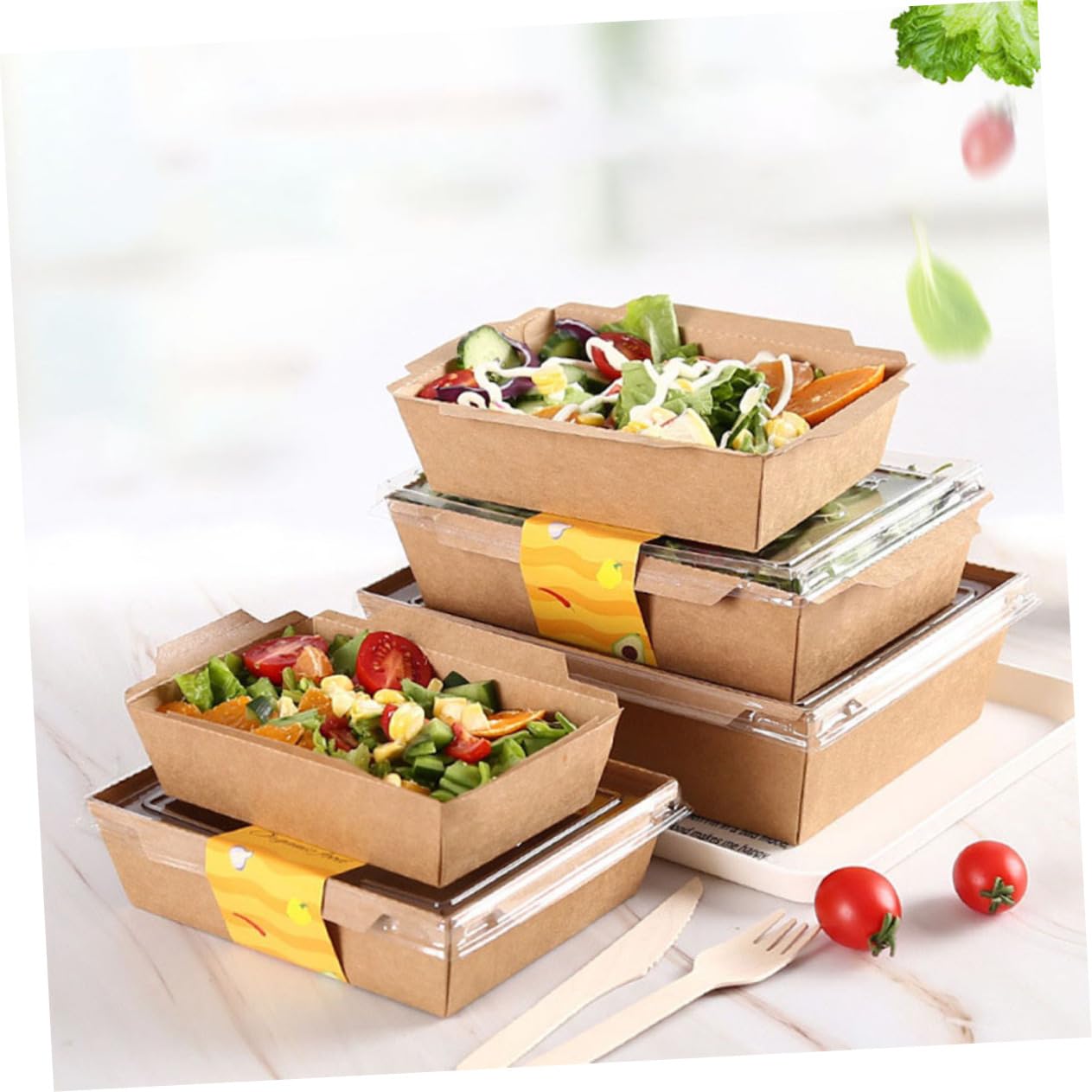 OUNONA 10pcs Paper Food Boxes Compartment Takeaway Containers for Snacks Fried Chicken Bbq for Parties Outdoor Events Storage