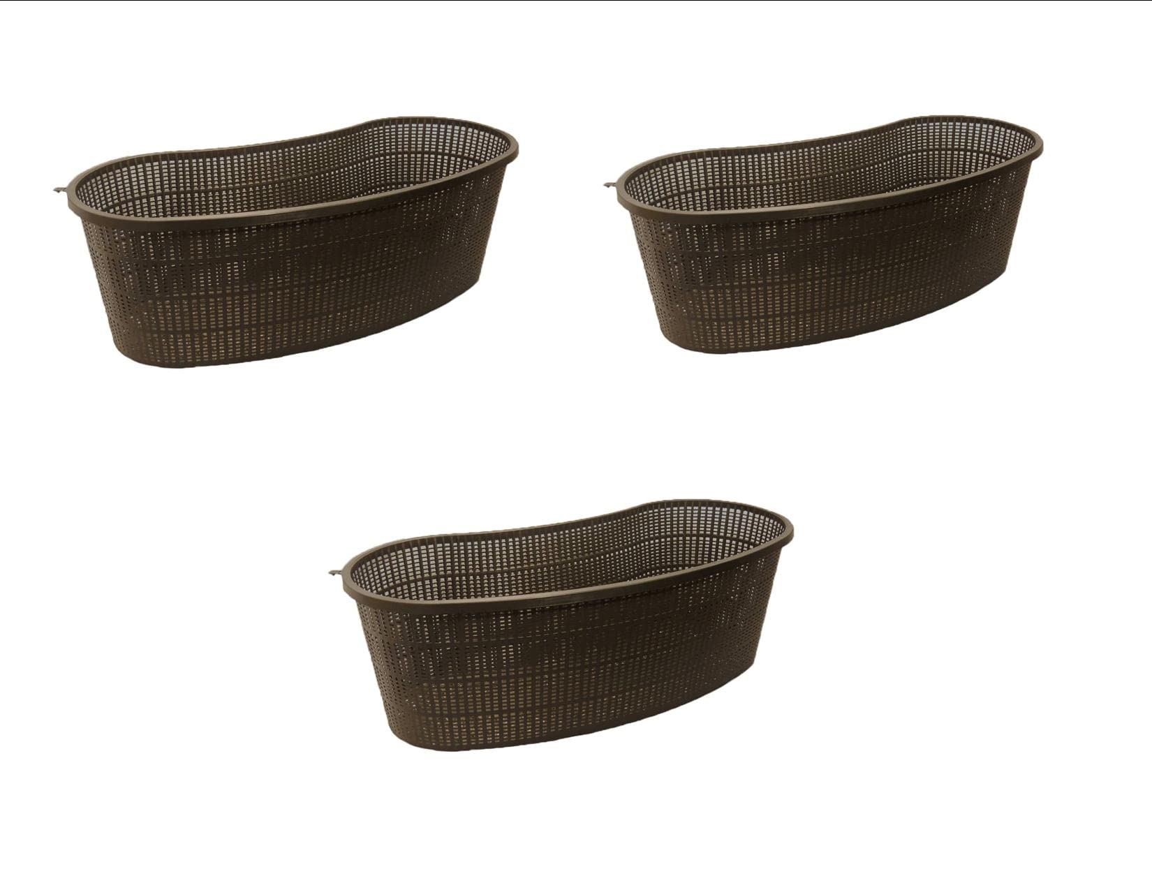 PondH2o Contour or Kidney Shaped Plastic Slotted Mesh Water Garden Aquatic Pond Plant Basket, 17 Inch, Value Three (3) Pack, Perfect for Lily's, Planting Pot, Basket for Aquaponics, Hydroponics