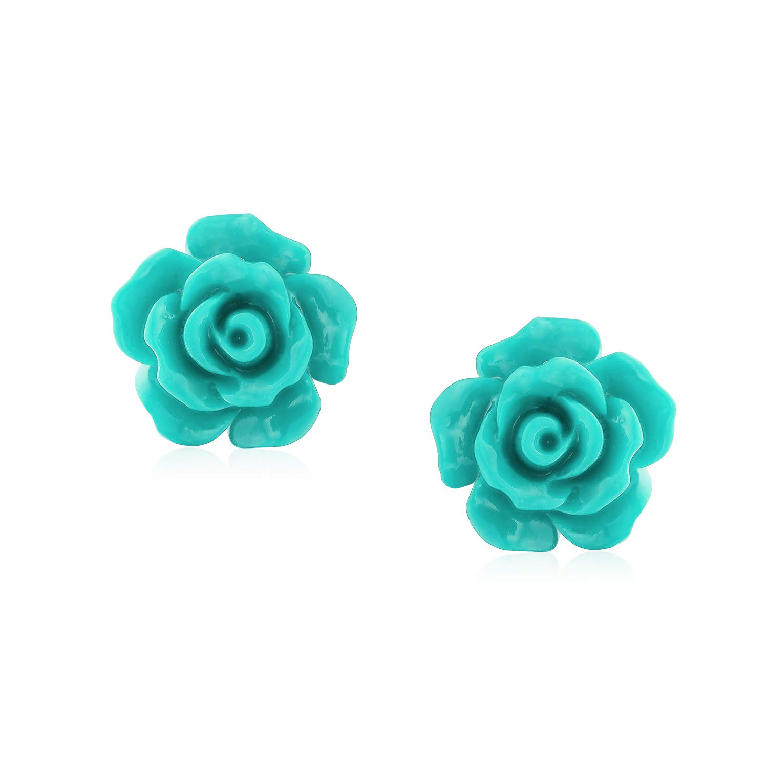 Pendientes De Botón De Rosa De Flores En Relieve 3D En Tonos Románticos Delicados De Rosa Azul Amarillo Verde Negro Morado Blanco Y Rojo De 10 MM Para Mujeres Adolescentes Ligeros