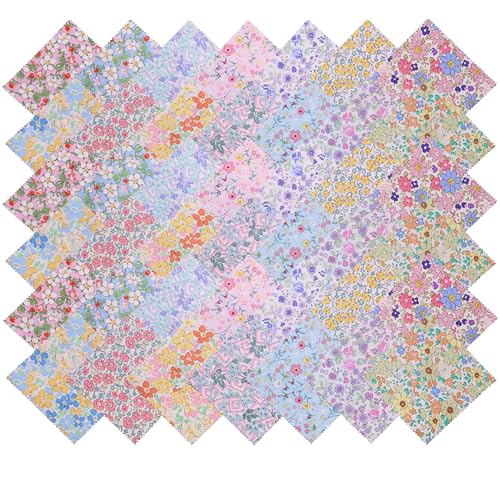 Nodsaw Charm Packs for Quilting 5 inch - 42 5" Charm Squares for Quilting - Colorful Bright Pastel Spring Floral Print Cotton Fabric Quilt Squares 5x5 for Sewing, Patchwork, and DIY Crafts