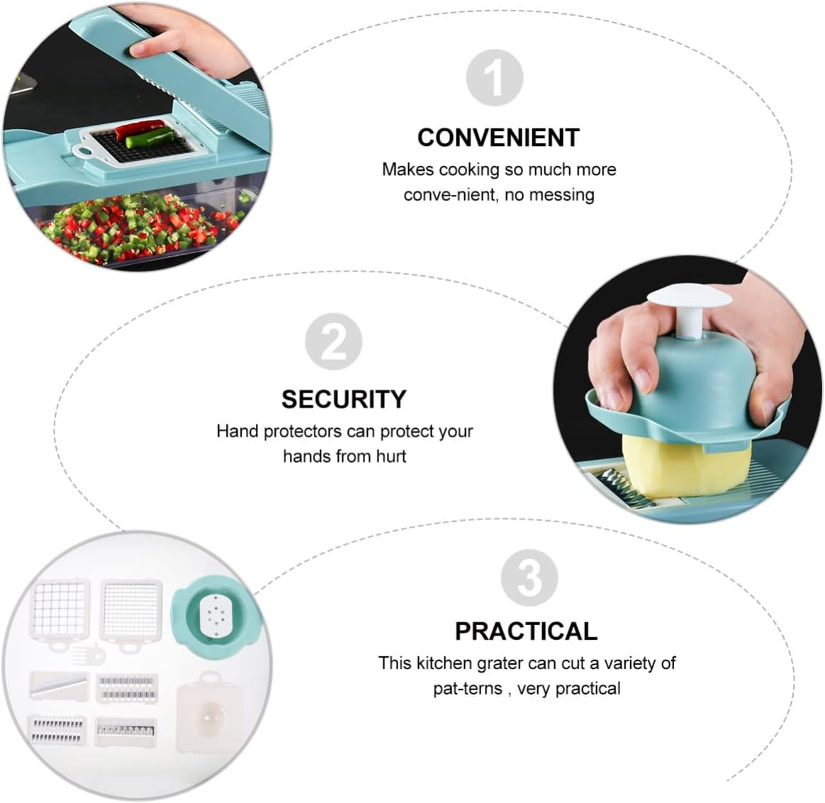 1pc Vegetable Chopper Slicer Grater Egg Separator Blades Skid Pad Handle Easy to Clean