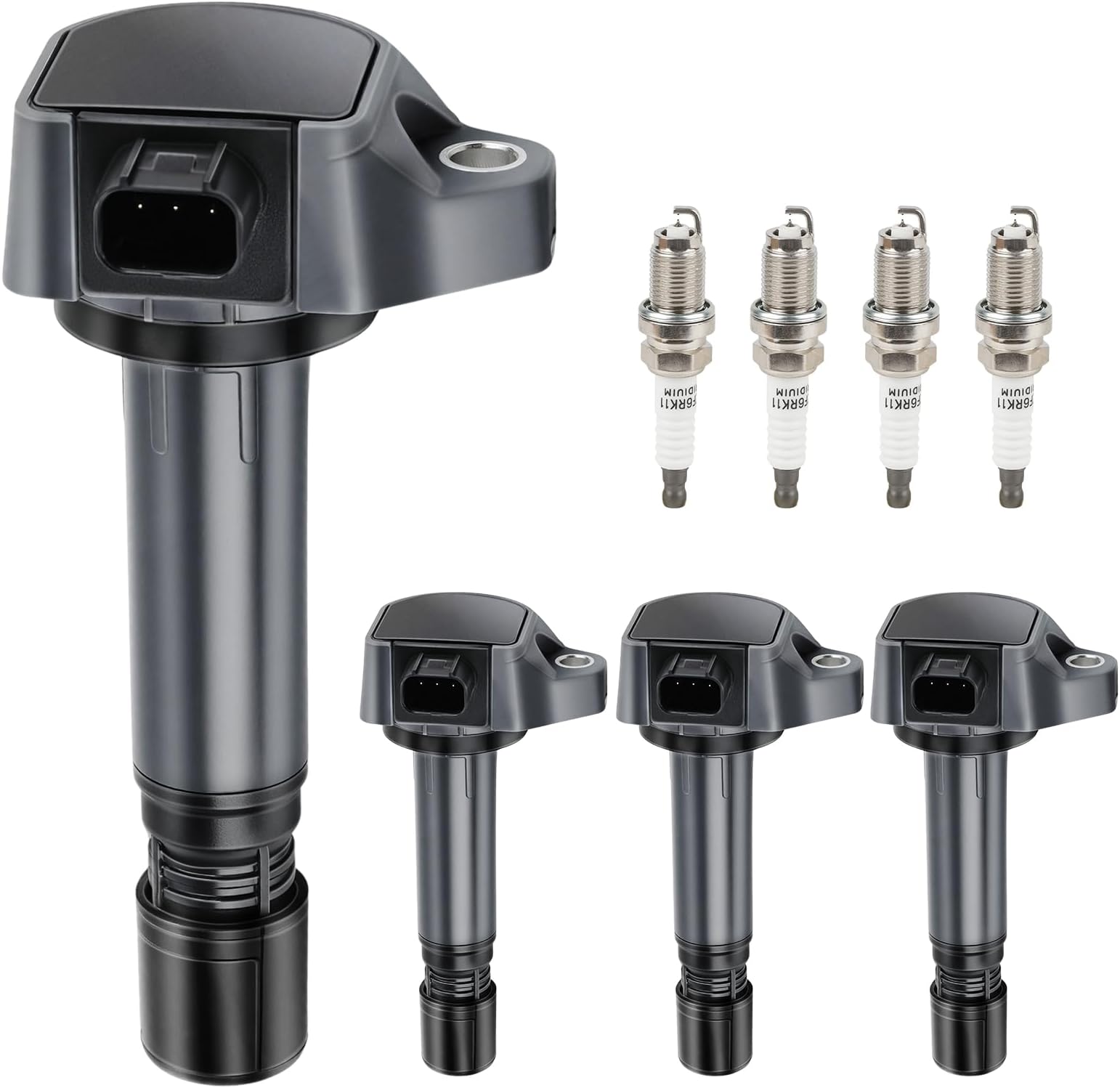Motorevo Ignition Coil Pack and Spark Plugs Compatible with 1.8 L4 2006 2007 2008 2009 2010 2011 Honda Civic 1.8L, Replaces UF582+5266/XP5224, Set of 4