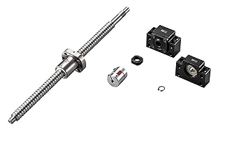 TEN-HIGH Ball Screw CNC Parts SFU3205 NSC, 1pcs Ball Screw + 1pcs Nut + 1pcs BK/BF25 End Support Units + 1pcs Coupler + End Machining, Diameter 32mm Lead 5mm Length 650mm