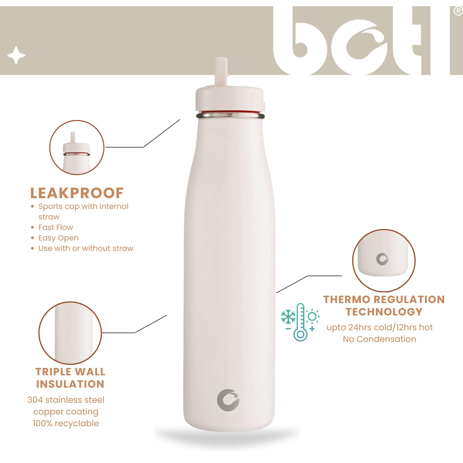 Borraccia Termica In Acciaio Inox Onegreenbottle Evolution V2 500 Ml - Tenuta Stagna, Mantiene Caldo/Freddo, Supporto Incluso | Colore Ardesia