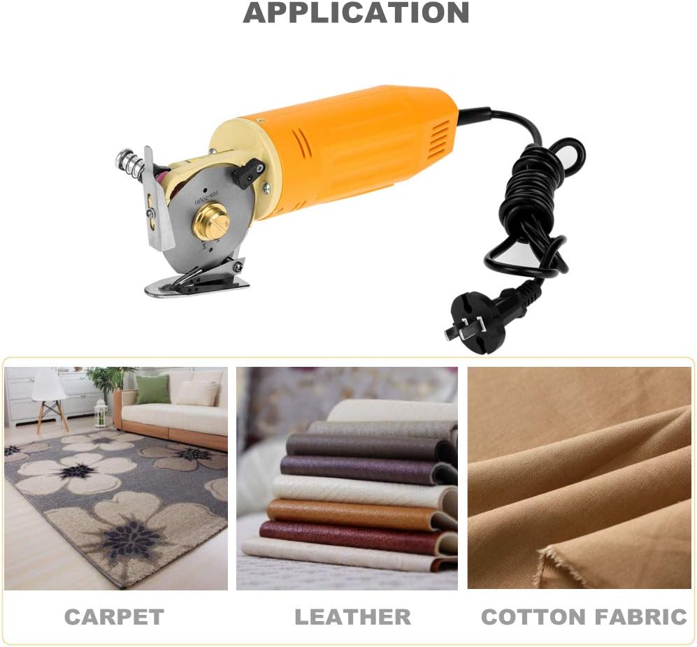 Mini Electric Rotary Fabric Cutter, Wired Handheld Cloth Sewing Scissors with 70mm Diameter Octagonal Blade, Multi-Layer Carpet Leather Rubber Cardboard Cutting Machine