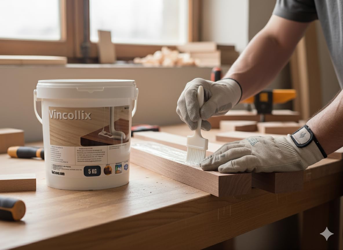 VINCOLLIX Colle professionnelle en bois – Adhésif structurel extra solide | Imperméable et résistant à l'humidité | Pour professionnels et bricolage | 5 kg – Fixation définitive