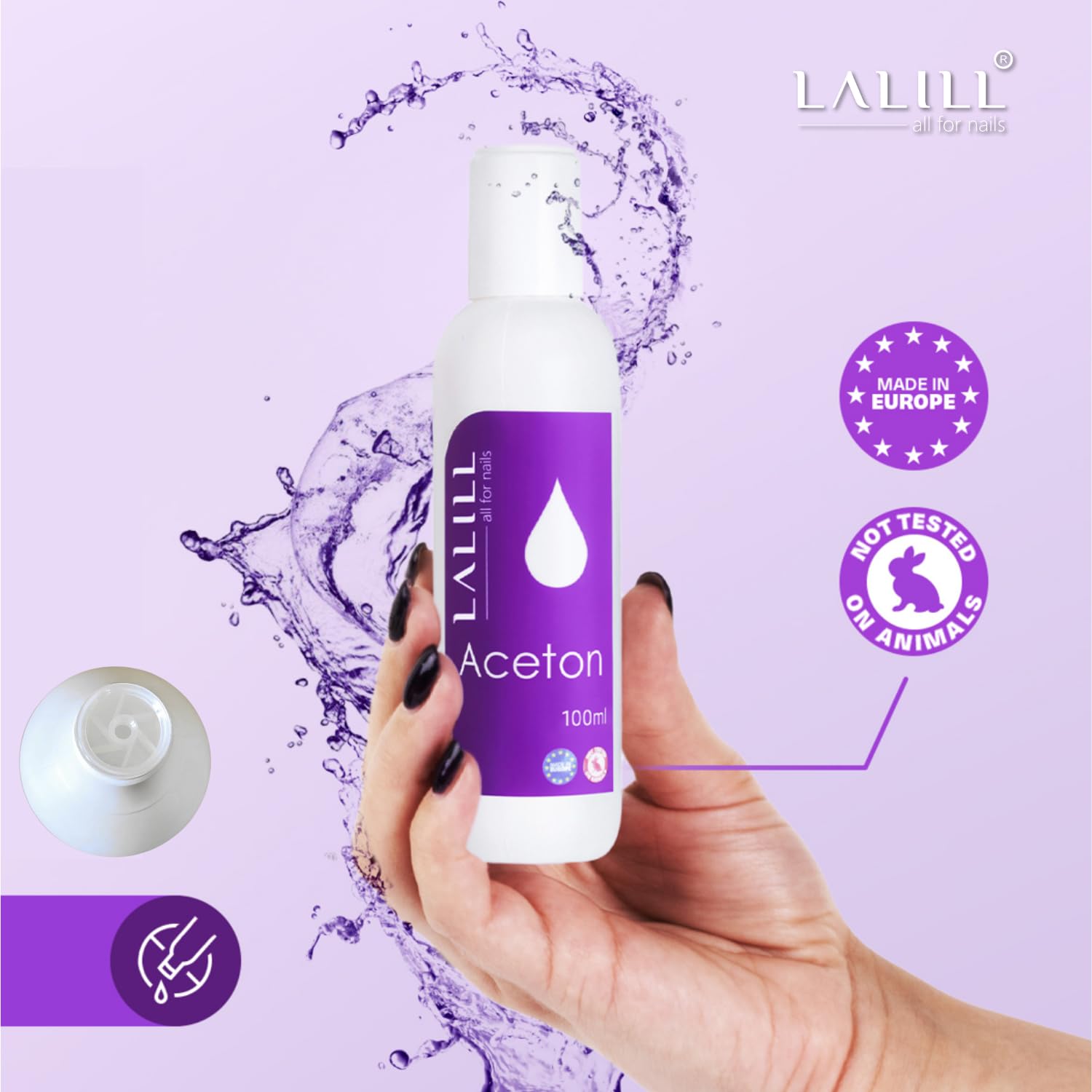 LALILL Zestaw do czyszczenia paznokci 100 ml + acetonowy zmywacz do paznokci 100 ml – odtłuszczacz do paznokci, zmywacz do paznokci, żelów, hybryd, do czyszczenia paznokci żelowych