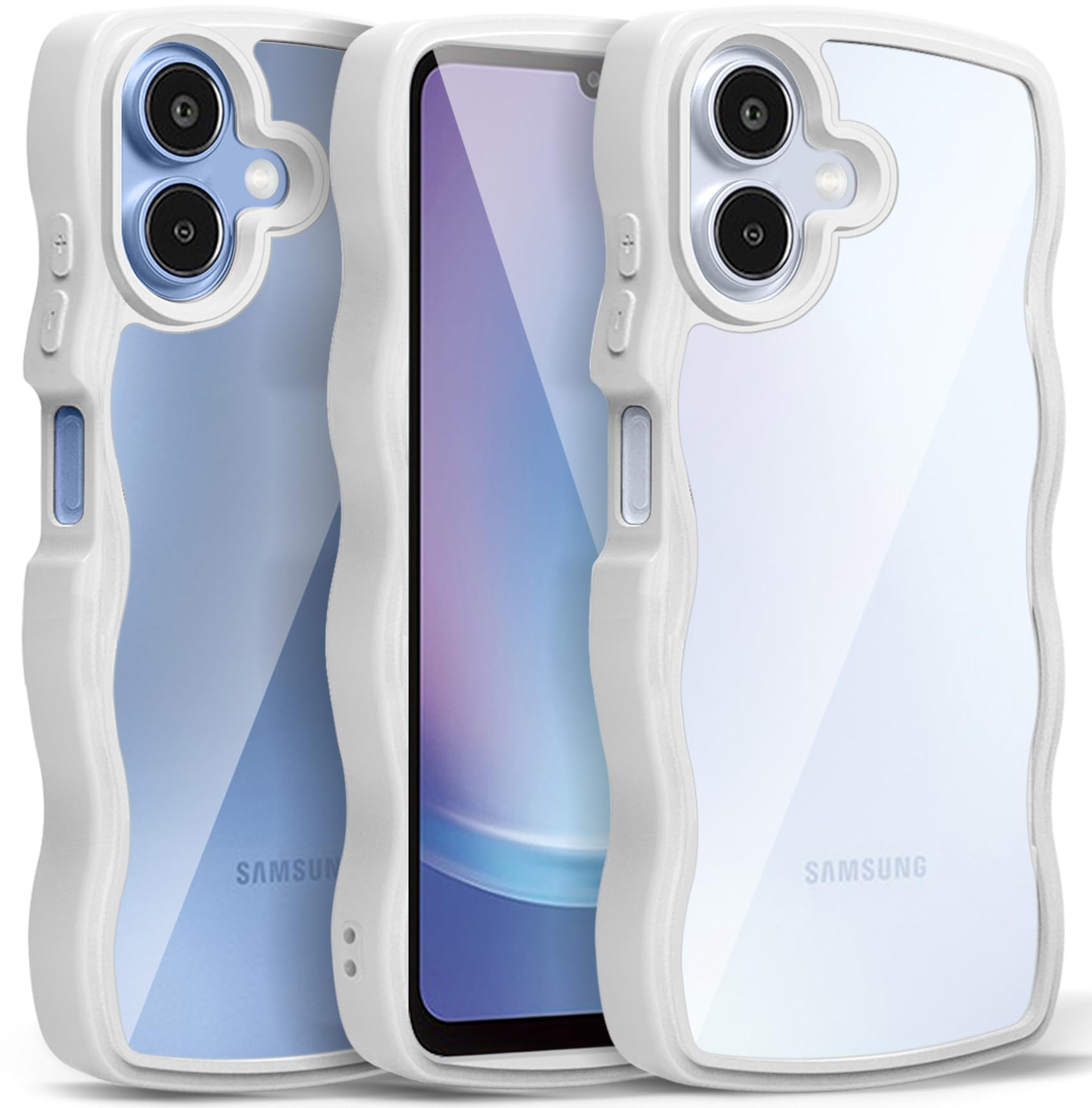 Galaxy A25 5G 用 ケース クリア ウェーブ おしゃれ かわいい SC-53F 用 スマホケース 人気 ギャラクシーA25 5G カバー 滑り止め 薄型 軽量 耐衝撃 ストラップホール付き シリコン 透明（ホワイト）