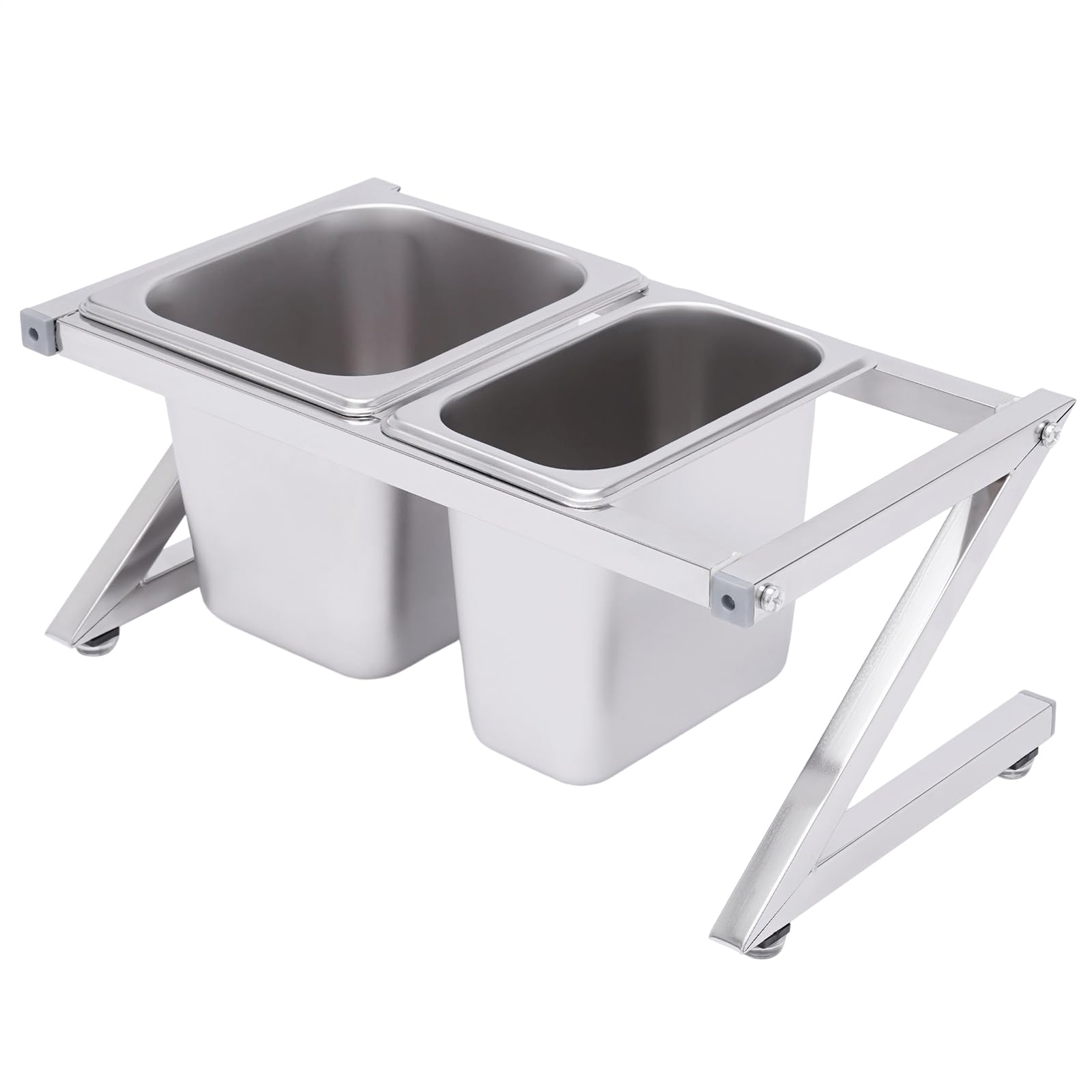 Estante de especias expandible, acero inoxidable con tapa, pies antideslizantes, dispensador de especias de 3 1/9, sartén de 1 1/6, 4 cucharas medidoras para almacenamiento de cocina