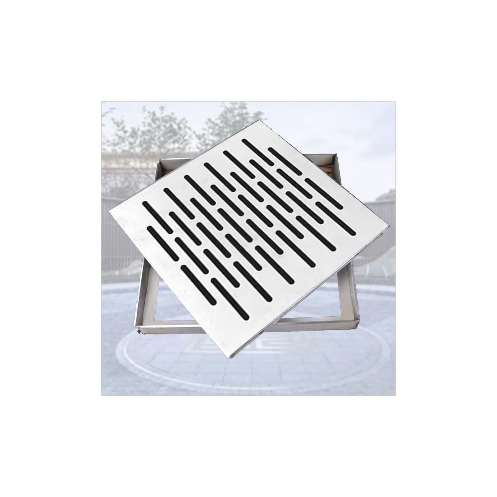 Galvanized Recessed Square Manhole Cover, Invisible Aluminum Alloy Drain Lid for Basement, Pavement & Lawn – Inspection Chamber Cover (30x30x3cm)