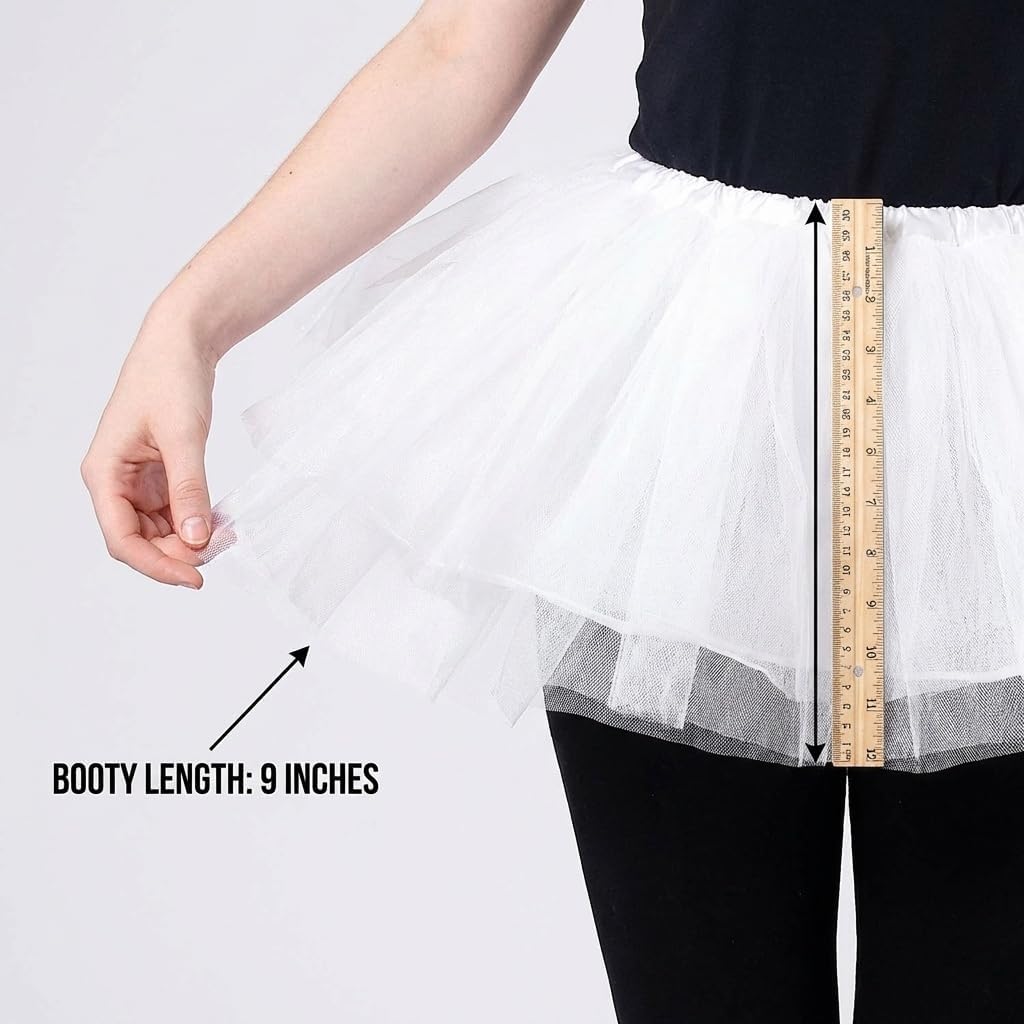 Multi-Layered Tutu Skirt for Cheerleader Outfit | One Size White Tutu Ballerina Skirt