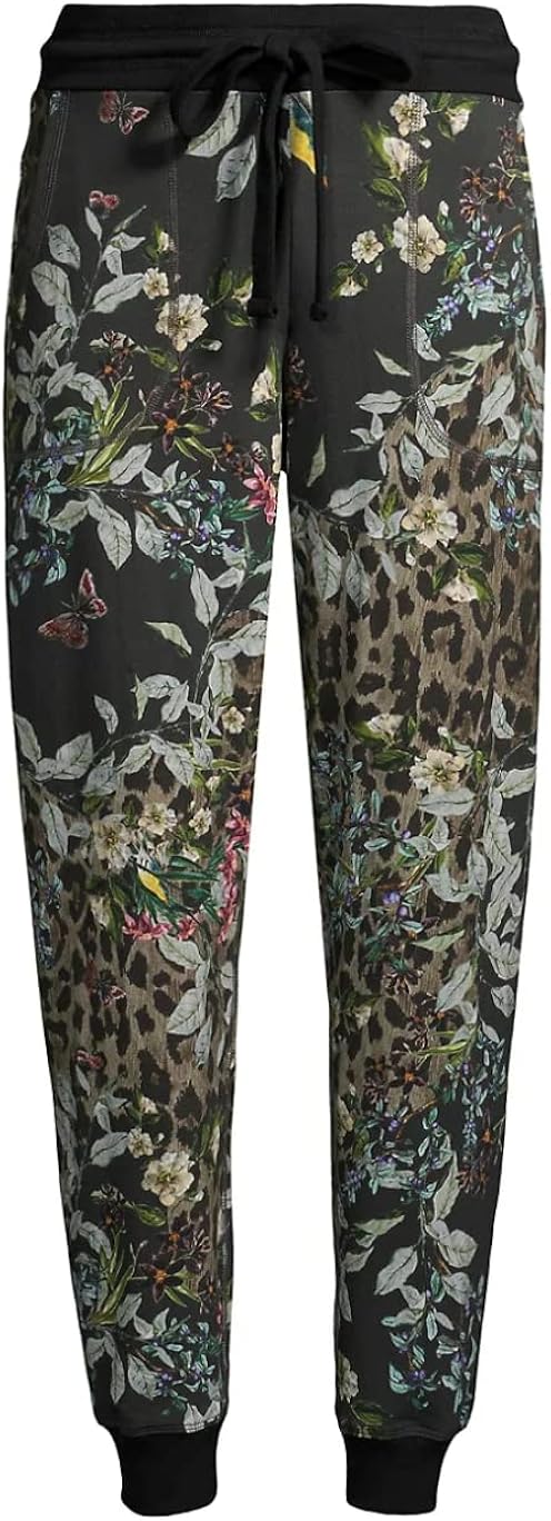 Johnny Was ASH Bird Leopard French Terry Jogger Pant Pants Black : Clothing, Shoes & Jewelry