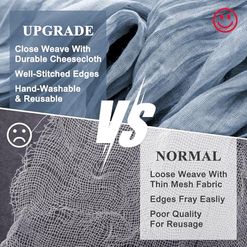 Wokceer Dusty Blue Cheesecloth Table Runner Spring 6Pack 10FT Boho Gauze Easter Cheese Cloth Table Runner Christmas for Party Long Rustic Sheer Runners for Baby Bridal Shower Wedding by Wokceer - Image 4