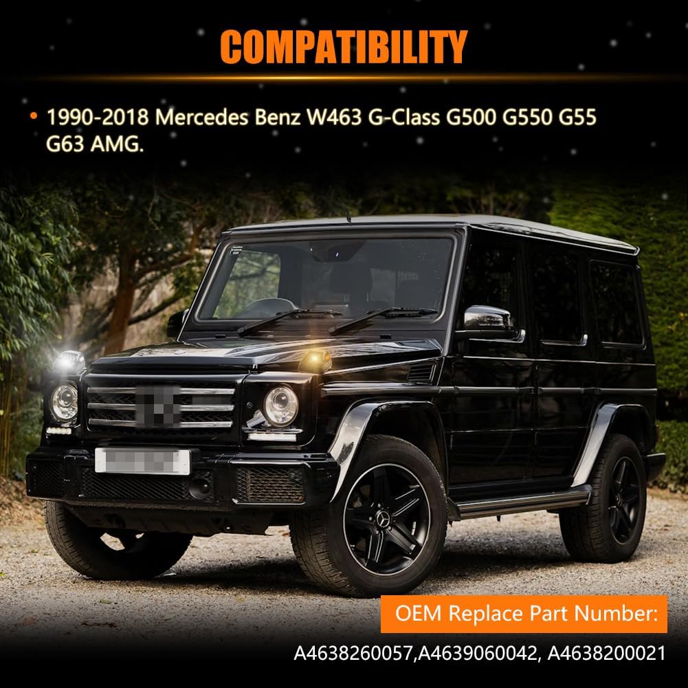 Front Turn Signal Light for 1990-2018 Mercedes Benz W463 G-Class G500 G550 G55 G63 AMG, White DRL Daytime Running Light, Dynamic Switchback Amber Turn Signal Lights Smoked Lens