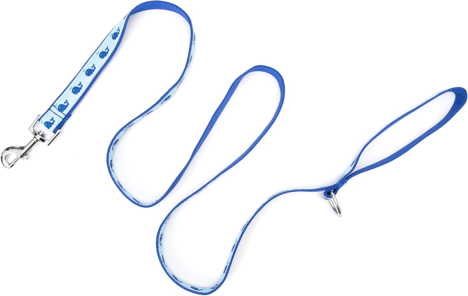 The Worthy Dog Squirt Whale Leash for Small Dog Made of Nylon - 5ft Comfortable Strong Breathable Leash with D-Ring for Walking Dogs, Blue Size- Small