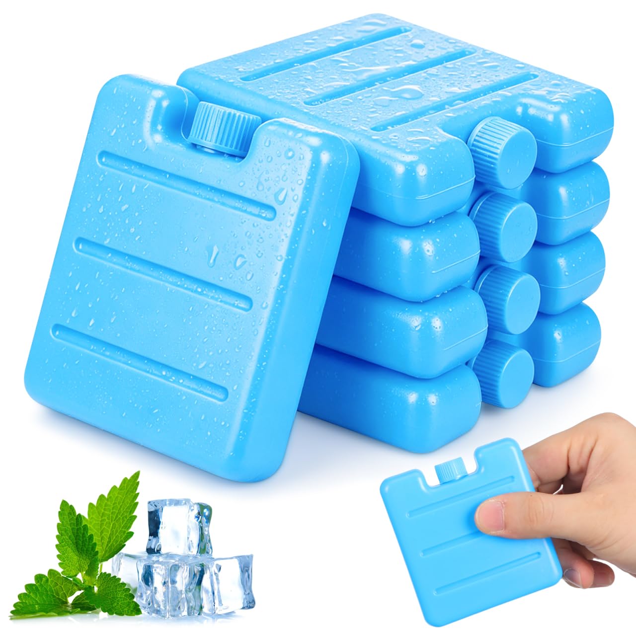 Housoutil 100ml Reusable Ice Packs for Lunch Box, 8PCS Freezer Ice Blocks, Cooler Freezer Blocks Pack for Lunch Boxes, Camping, Picnics, Beach, Fishing, Outdoor Sports, Air Conditioner Coolers