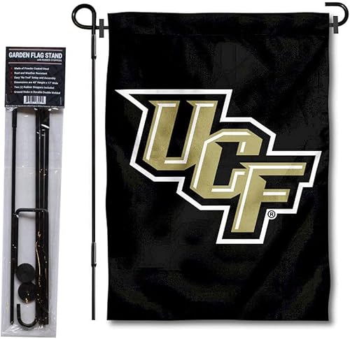 College Flags & Banners Co. Central Florida Knights - Juego de soporte de bandera y bandera de jardín negro