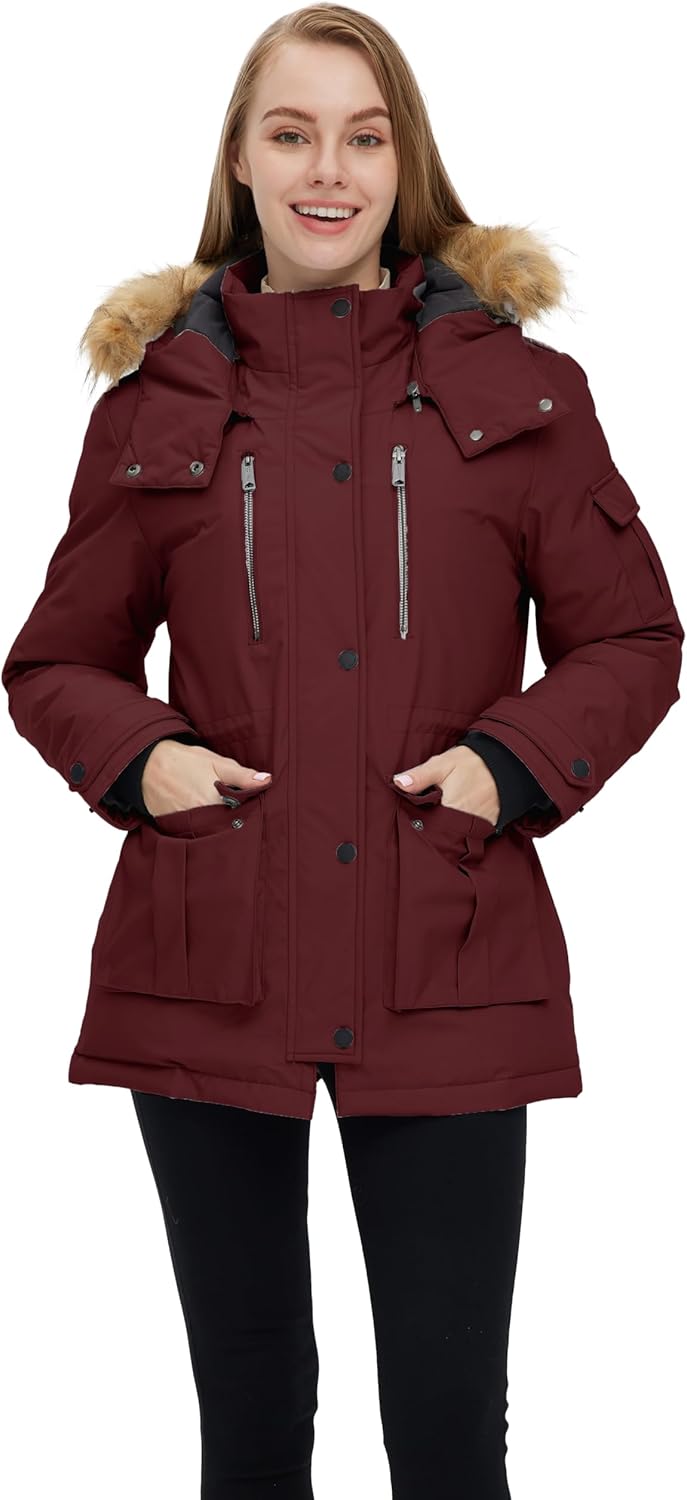 wantdo Women's Quilted Winter Coat Warm Puffer Jacket Thicken Parka with Removable Hood - Image 2