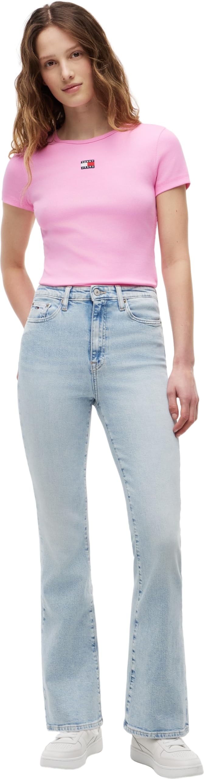 Tommy Jeans Damen Tjw Slim Badge Rib Tee Dw0dw17881 S/S T-Shirt