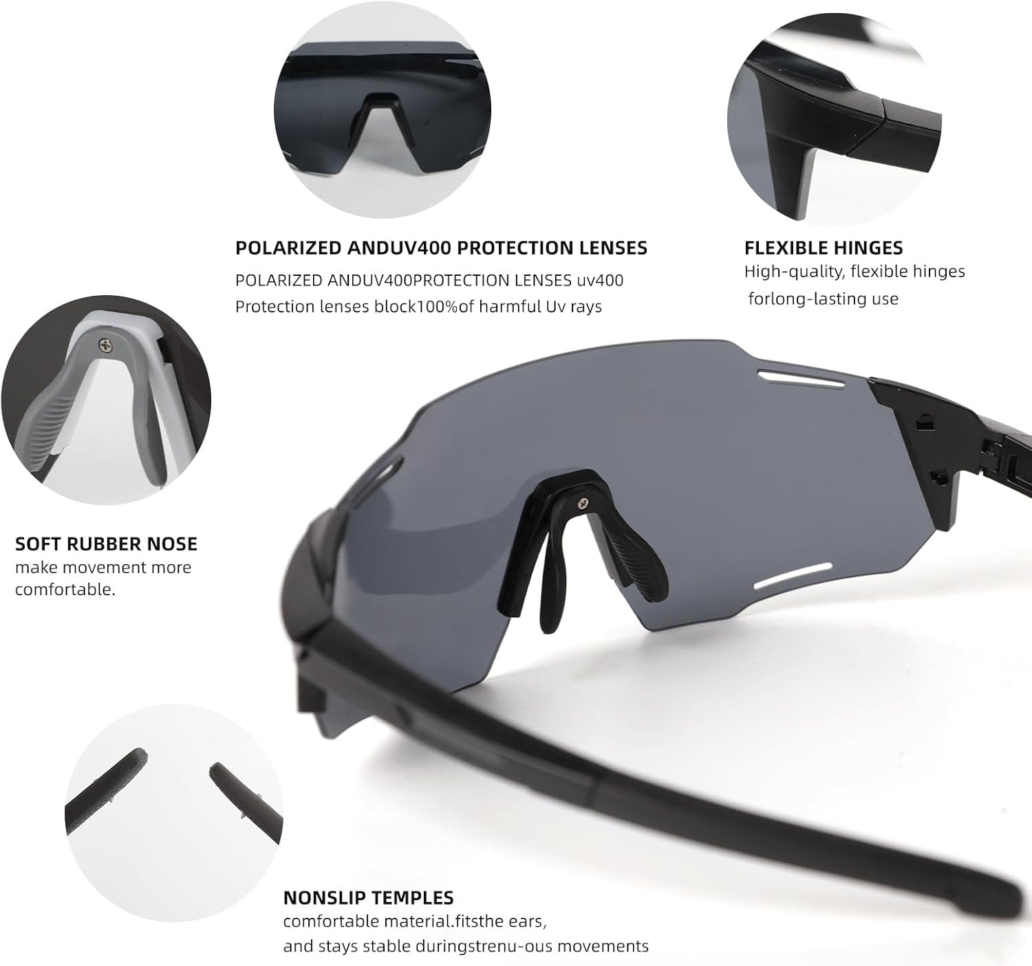 Polarized Sports Sunglasses for Men,Women,Youth (2 Pairs) UV400 Protection for Cycling, Running, Driving,Golf,Baseball, Fishing Sunglasses| Lightweight Shatterproof Lens - Image 5