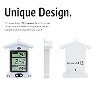 Vista 3 de Brannan Termómetro digital blanco para invernadero, elegante termómetro de máximo mínimo resistente a la intemperie para monitorear temperaturas