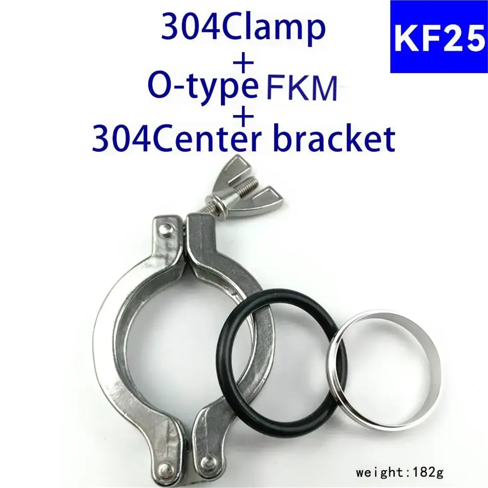 Juego de abrazaderas de vacío KF40 y KF50 de acero inoxidable 304, aleación de aluminio, brida, soporte central, accesorios de tubería FPM, 1 unidad(SS304 KF25 Suit,2PCS)