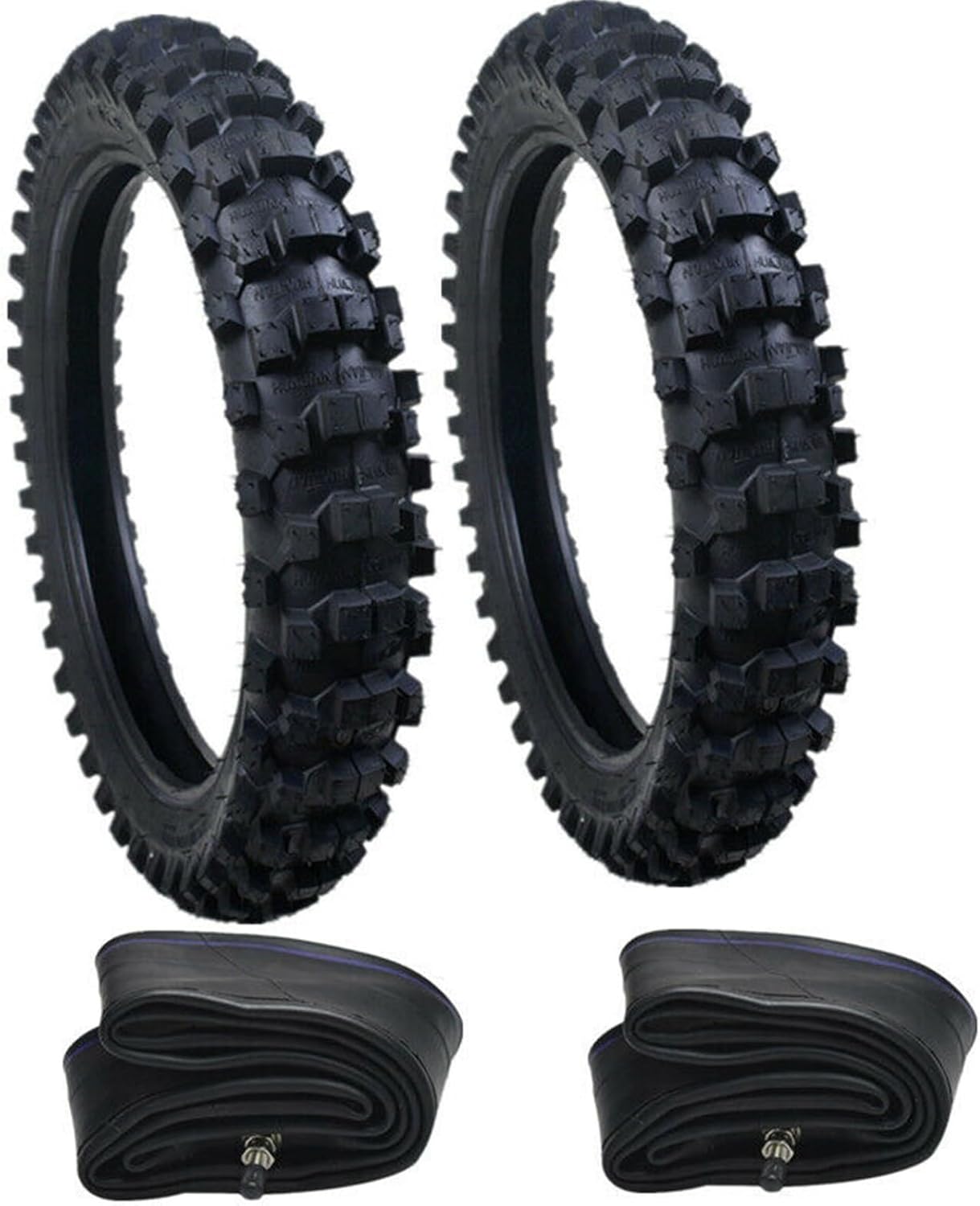 70/100-19" Front Tire and 90/100-16" Rear Tire with Tube Fit for 50cc-150cc Dirt Pit Bikes, Intermediate Terrain Motocross (US Stock)