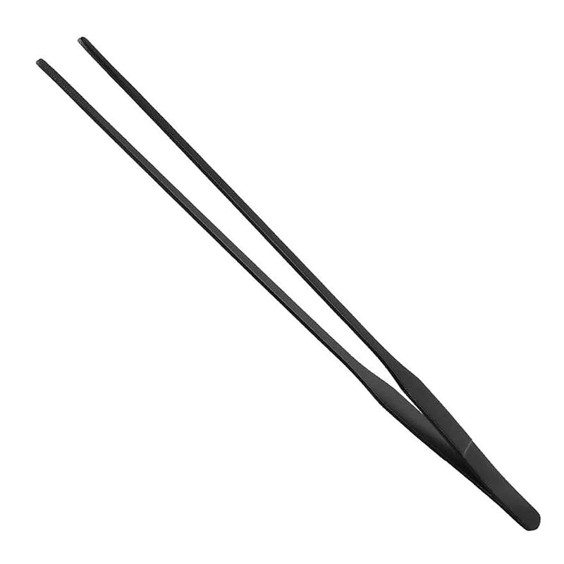 Pinça Reta Extra Longa de Aço Inoxidável para Aquário e Alimentação de Répteis FRUTA 38,1 cm Preta