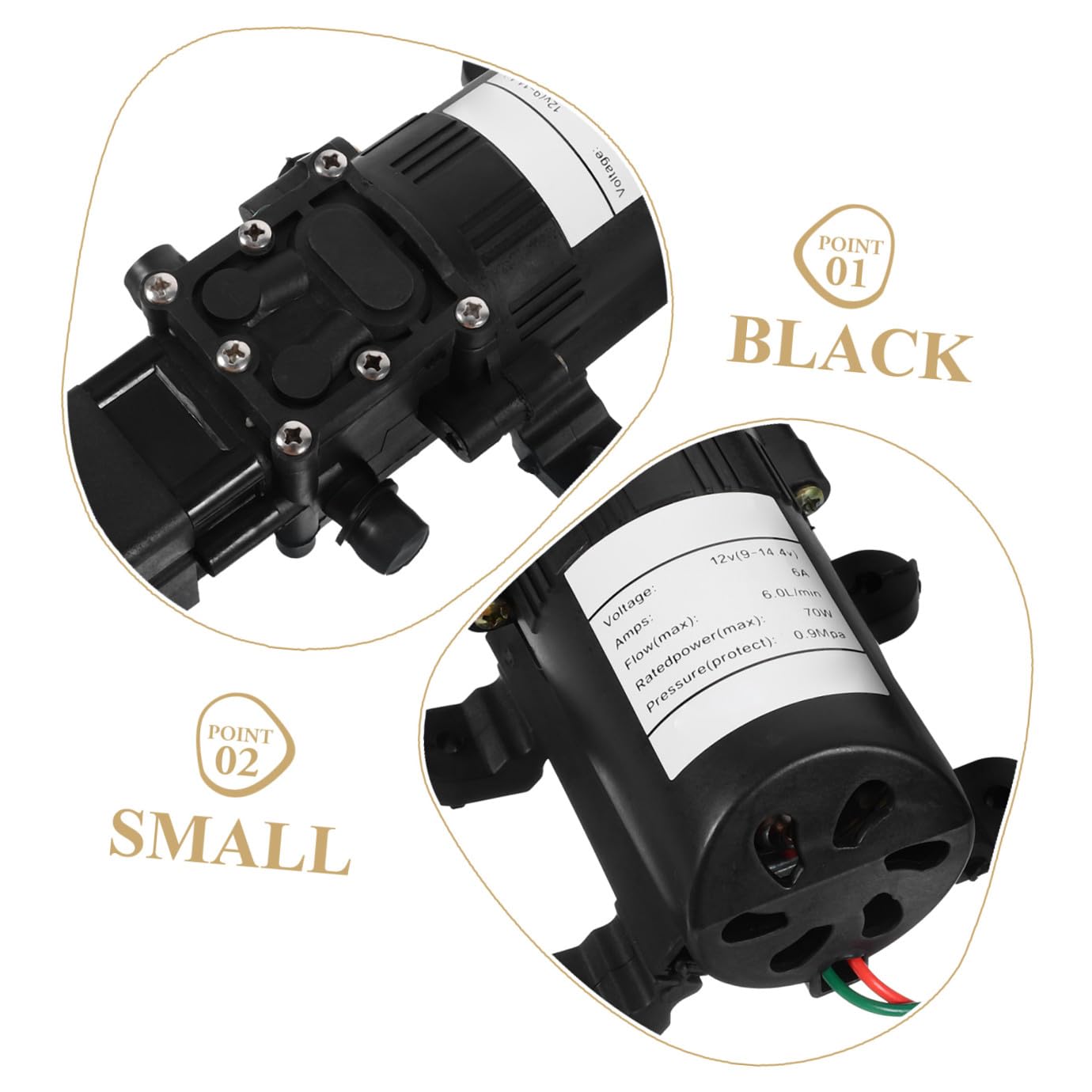 Operitacx Bomba de Agua Eléctrica de Diafragma Auto Reinicio y Fácil Instalación Negra 12v 70w para Dispositivo de Limpieza por Pulverización