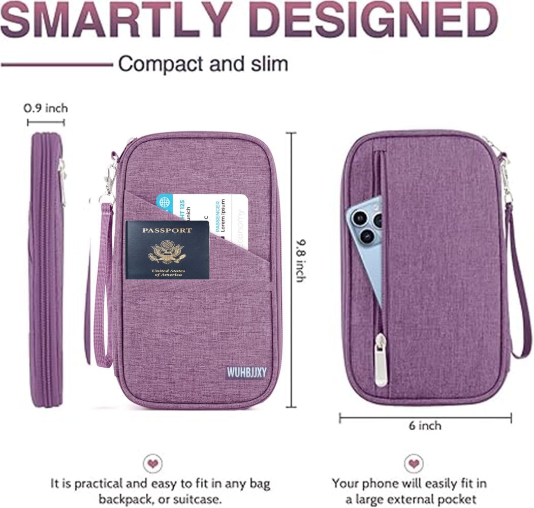 Passport Holder Family, Women Rfid BlockingWallet, Travel Essentials Premium Wallets, Waterproof Passport Holders Bag for Men Traveling, Travel Document Organizer Credit Cards Case (Purple) Passport Holder Family, Women Rfid BlockingWallet, Travel Essentials Premium Wallets, Waterproof Passport Holders Bag for Men Traveling, Travel Document Organizer Credit Cards Case (Purple)
